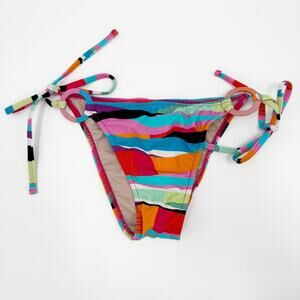 FARM RIO Bikini Bottoms Size Extra Small String Tie NEW Beach Tropical Abstract